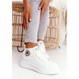 Tênis alto feminino na plataforma branca garota legal branco 2