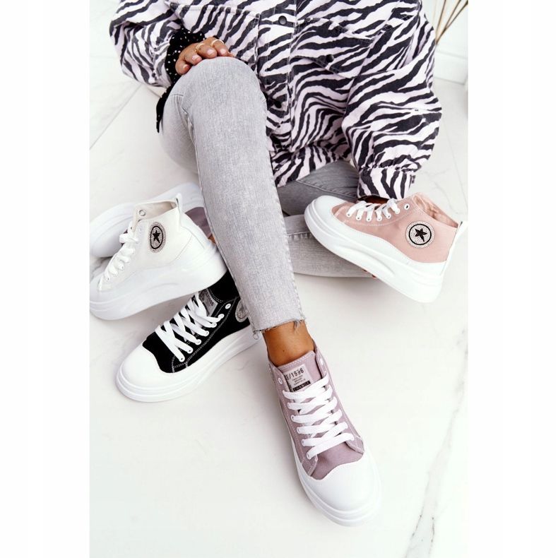 Tênis alto feminino na plataforma Black Nice Girl branco preto 1