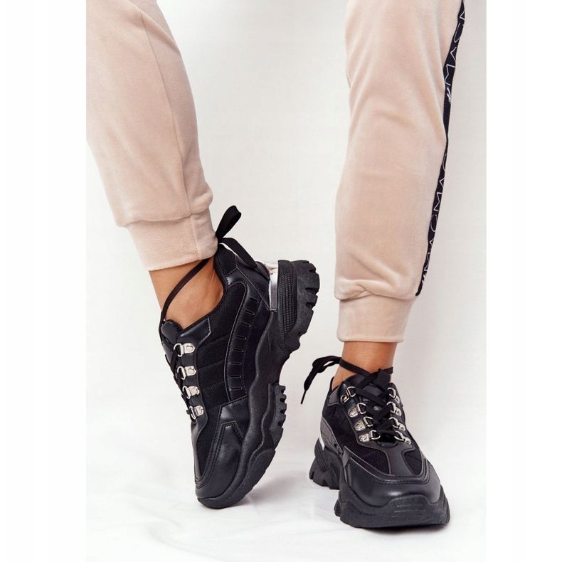 PS1 Tênis feminino com solado largo Bom humor preto 1