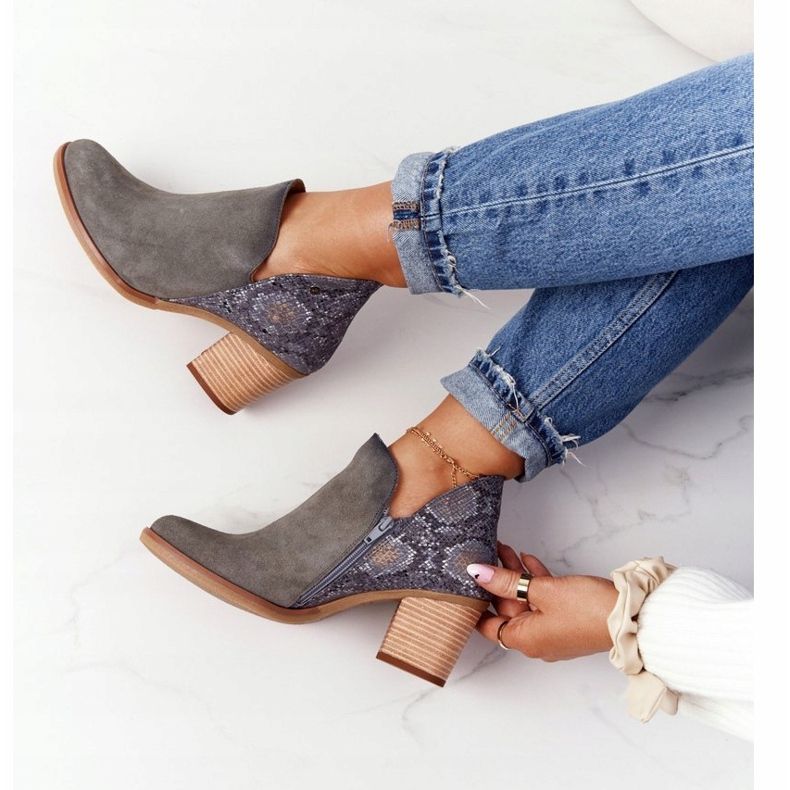 Botas de couro feminino com salto Maciejka cinza 04492 bege 2 Botas de couro feminino com salto Maciejka cinza 04492 bege 2