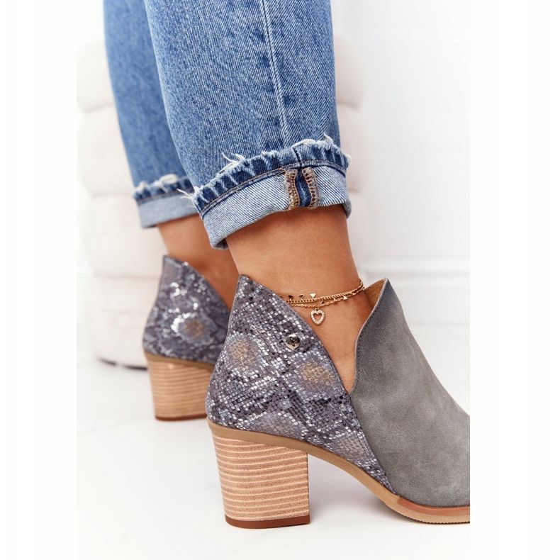 Botas de couro feminino com salto Maciejka cinza 04492 bege 1 Botas de couro feminino com salto Maciejka cinza 04492 bege 1