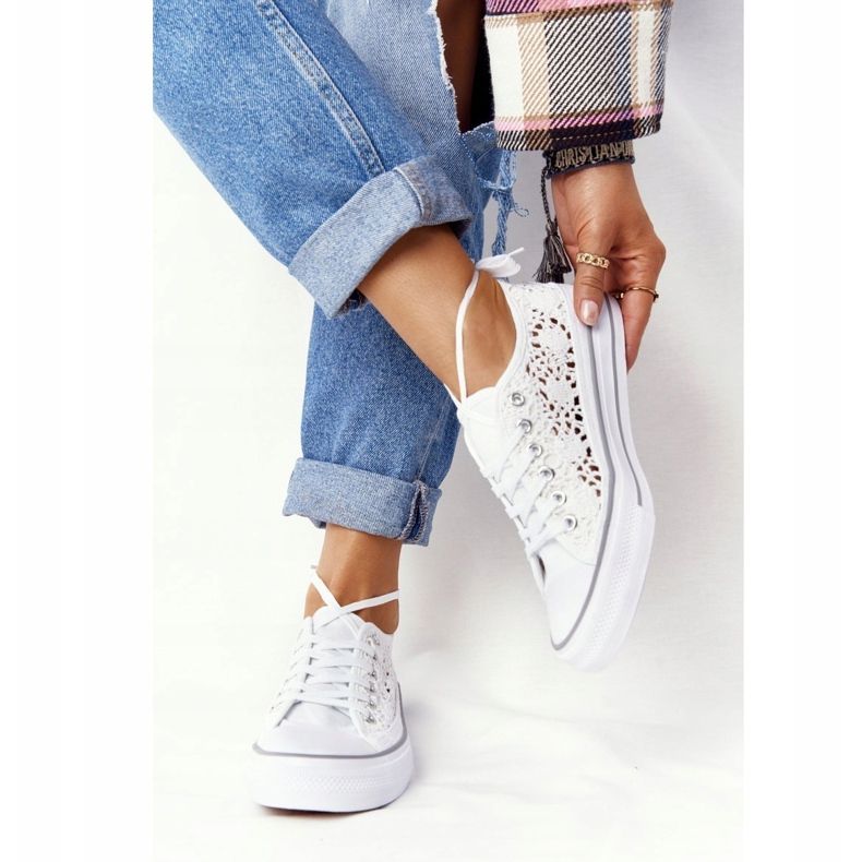 FB2 Tênis feminino de renda branca Candice branco 2