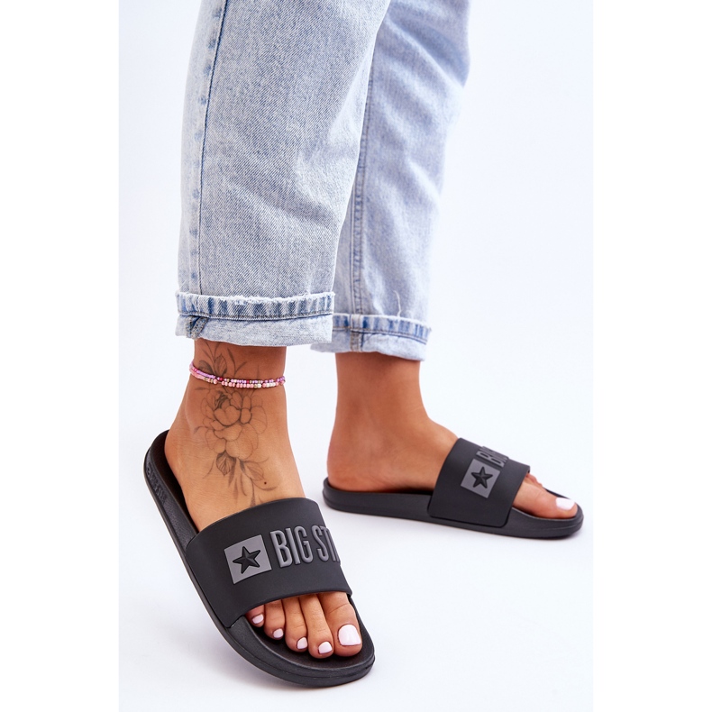 Chinelos femininos Big Star FF274A200 pretos incolor 2