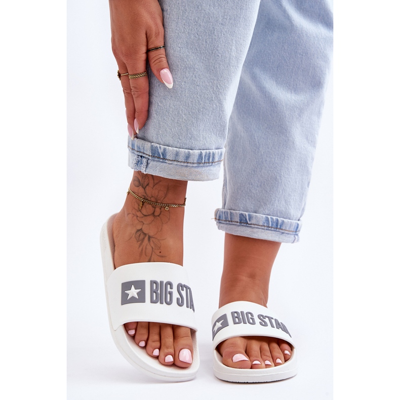 Chinelos femininos Big Star FF274A199 branco 1