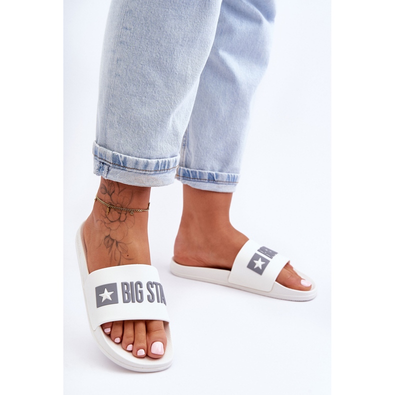 Chinelos femininos Big Star FF274A199 branco 2