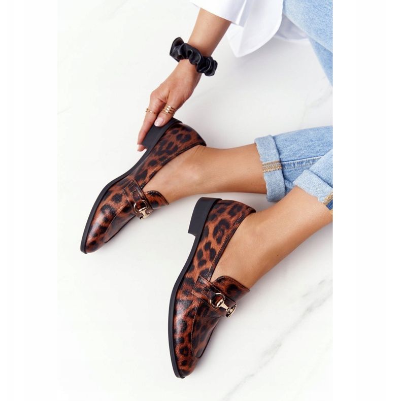 S.Barski Mocassins femininos elegantes S. Barski Leopardo castanho 1
