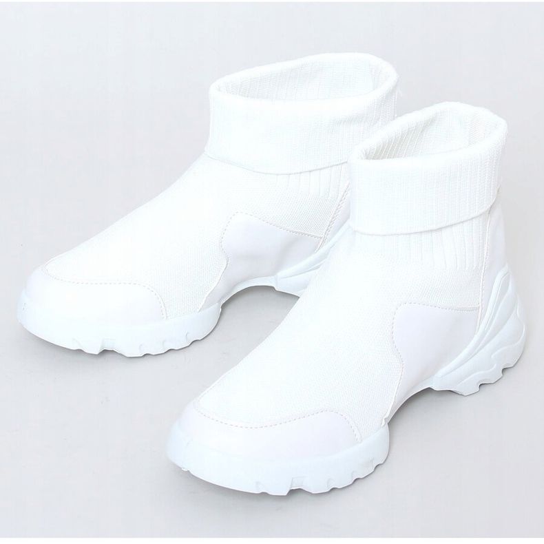 Branco LA156 Meias cano alto branco sapatos esportivos 1