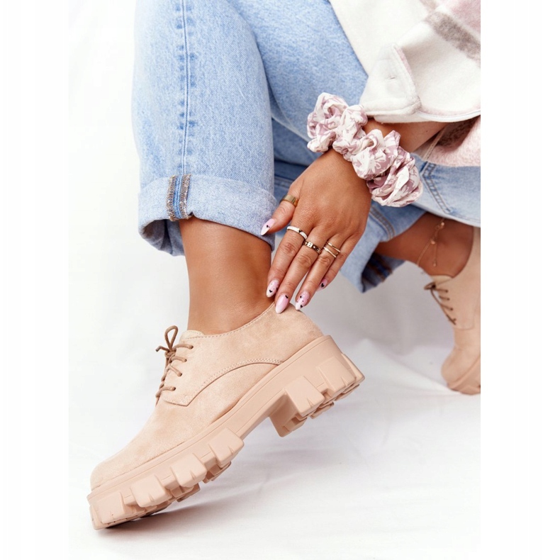PS1 Sapatos Oxfords de camurça femininos na plataforma Nude Imogen bege rosa 2