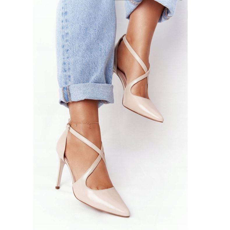 PV3 Elegante Couro Salto Alto Visconi 7400 Bege 2