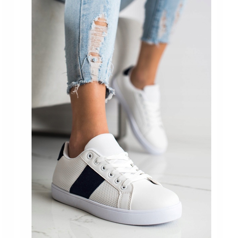 SHELOVET Tênis a céu aberto com couro ecológico branco 1