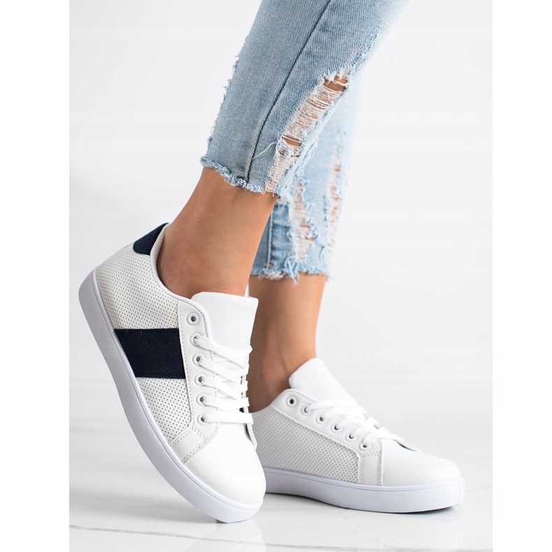 SHELOVET Tênis a céu aberto com couro ecológico branco 2