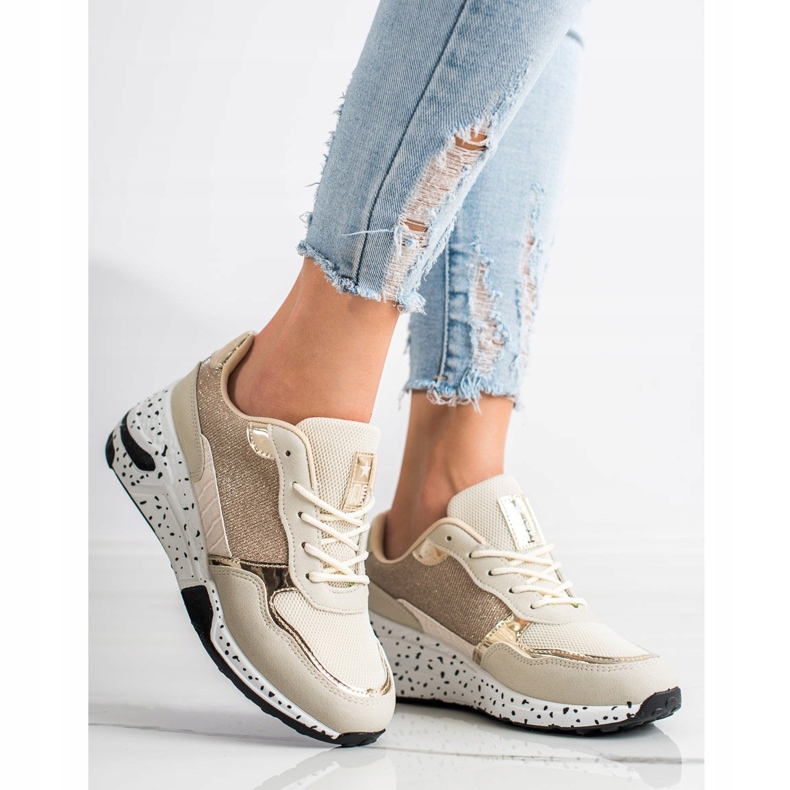 SHELOVET Tênis Golden Wedge multicolorido dourado 1