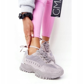 PS1 Tênis feminino com sola grande cinza Bom humor 1