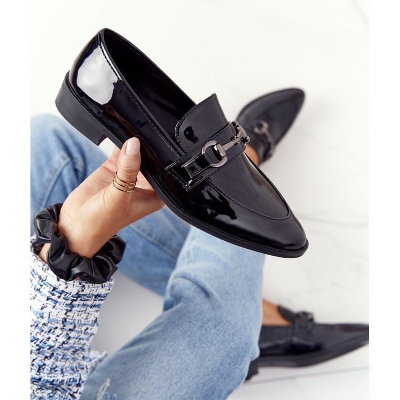 S.Barski Mocassins elegantes femininos S. Barski lacado preto 2