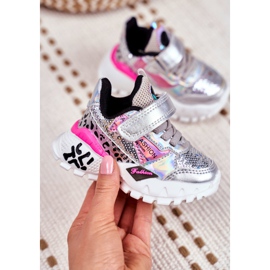 FRROCK Calçado desportivo infantil com velcro prateado Be Happy cinza 2