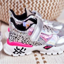 FRROCK Calçado desportivo infantil com velcro prateado Be Happy cinza 7