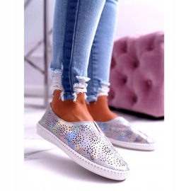 Jezzi Inserção de tênis de couro cinza feminino 1