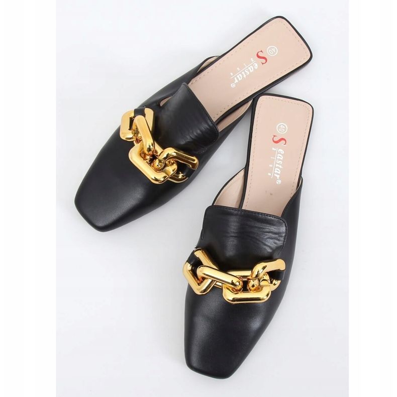 Chinelos pretos T500P pretos com uma corrente 1