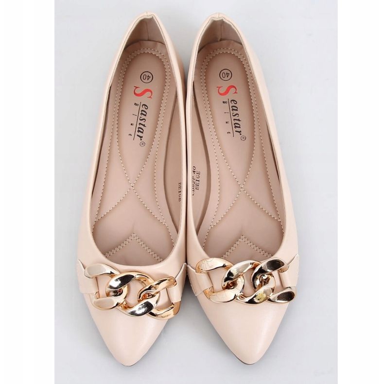 Bailarinas bege com corrente CD82P Beige 1