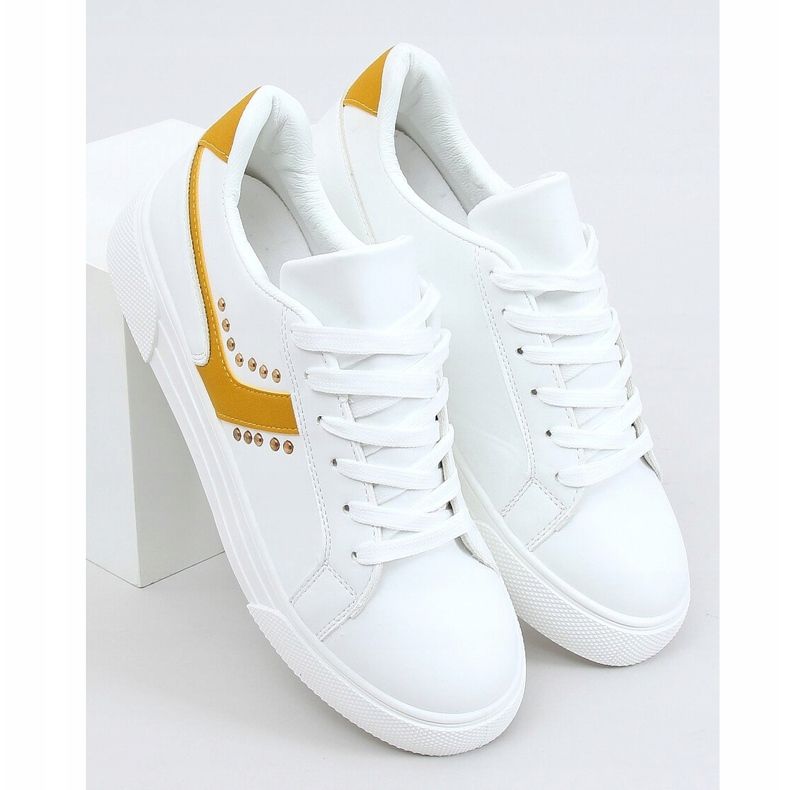 Tênis feminino branco 1063 amarelo 1