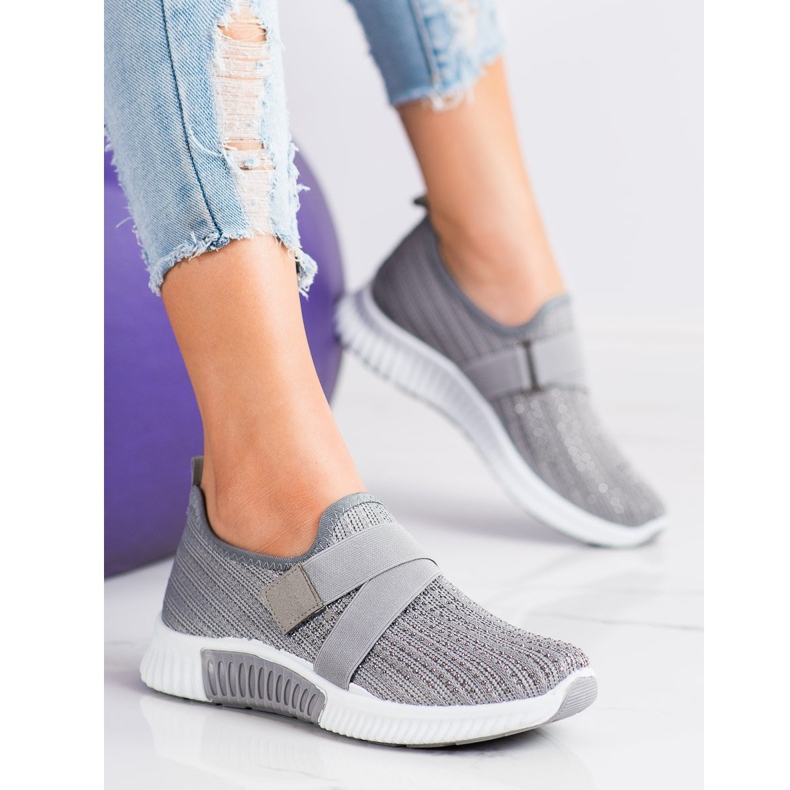 SHELOVET Calçados esportivos com cristais cinza 1