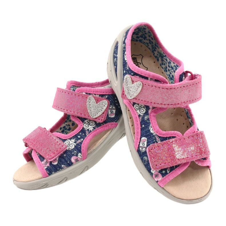 Sapatos infantis Befado pu 065X151 azul marinho rosa prata 3