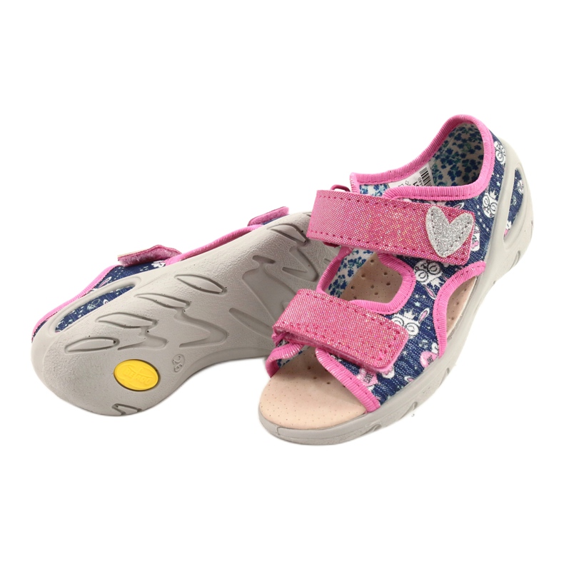 Sapatos infantis Befado pu 065X151 azul marinho rosa prata 2