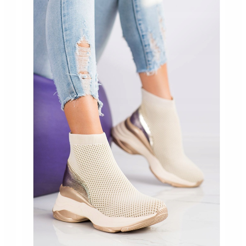 SHELOVET Tênis Alto Têxtil bege 1