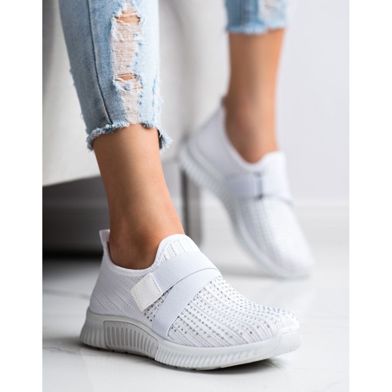 SHELOVET Calçados esportivos com cristais branco 1