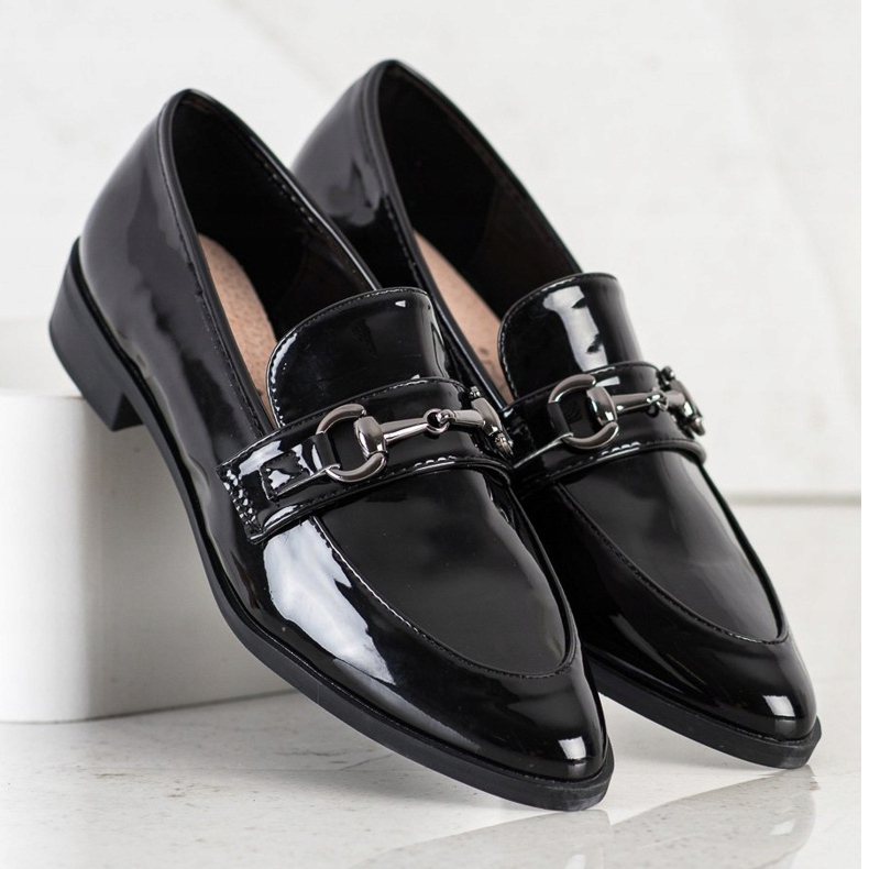 S. BARSKI Elegant Mocassins In Spitz preto 1 S. BARSKI Elegant Mocassins In Spitz preto 1