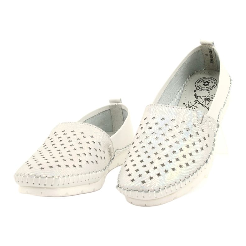 Mocassins evento feminino 21PB32-3613 branco e prata 2