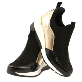 Tênis de cunha evento 21PB35-4000 preto dourado 6