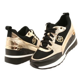 Evento Tênis feminino de cunha 21PB35-4001 Black Gold Roxet preto dourado 3