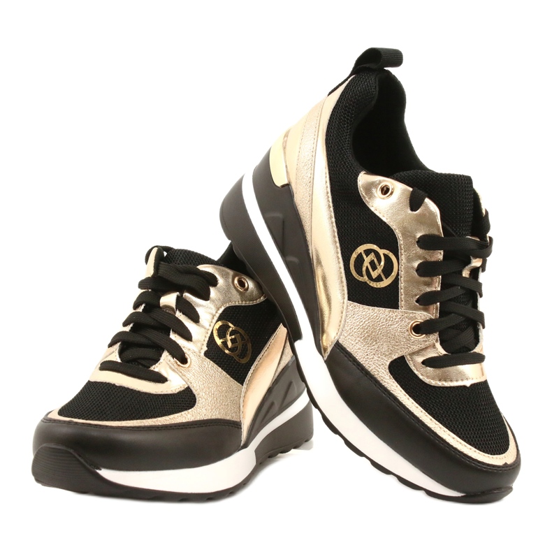 Evento Tênis feminino de cunha 21PB35-4001 Black Gold Roxet preto dourado 4