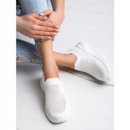 Ideal Shoes Sapatos deslizantes com malha branco 2