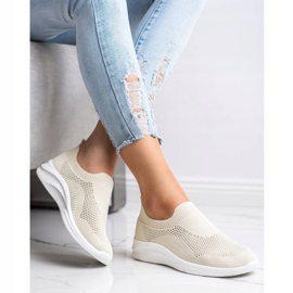 Ideal Shoes Calças esportivas bege marrom 2