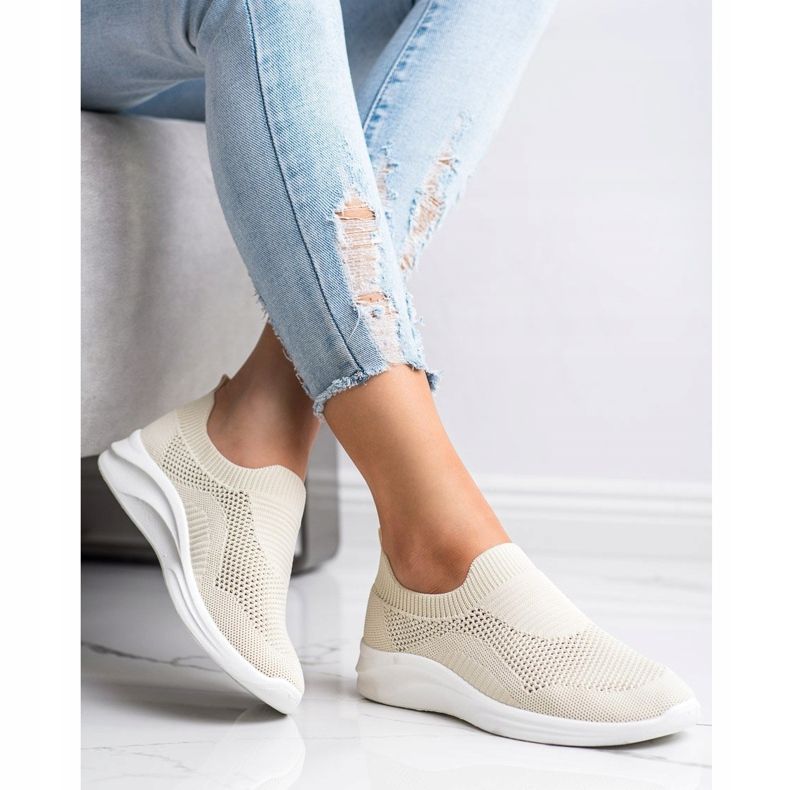 Ideal Shoes Calças esportivas bege marrom 2