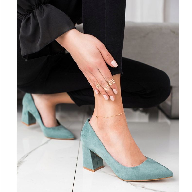 Bombas clássicas de camurça VINCEZA verde 2