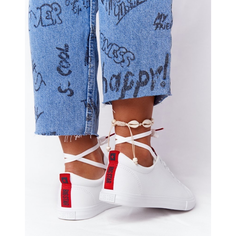 Tênis feminino com fita Big Star DD274685 branco 1