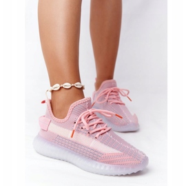 Sapatos esportivos femininos com solado em gel rosa freestyler branco 1
