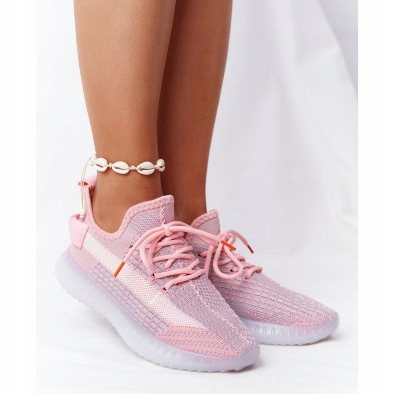Sapatos esportivos femininos com solado em gel rosa freestyler branco 2
