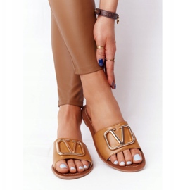 PS1 Chinelos Clássicos Femininos Camel Vicky marrom dourado 2