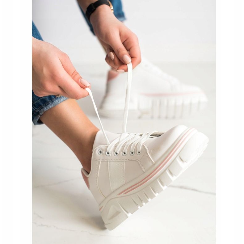 SHELOVET Tênis brancos na plataforma 2