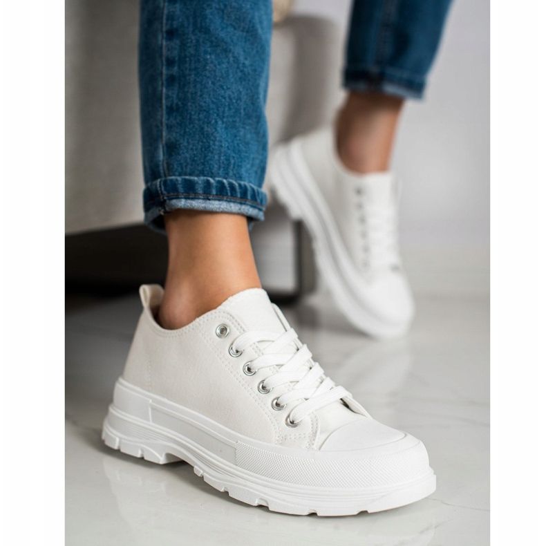 SHELOVET Tênis brancos na plataforma 2