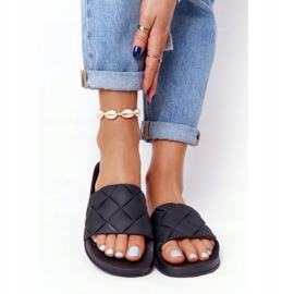 PS1 Chinelos de borracha pretos femininos, vamos nadar 1