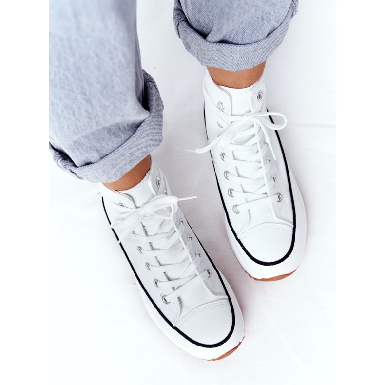 PS1 Tênis de couro em uma plataforma Coachella branca branco 2