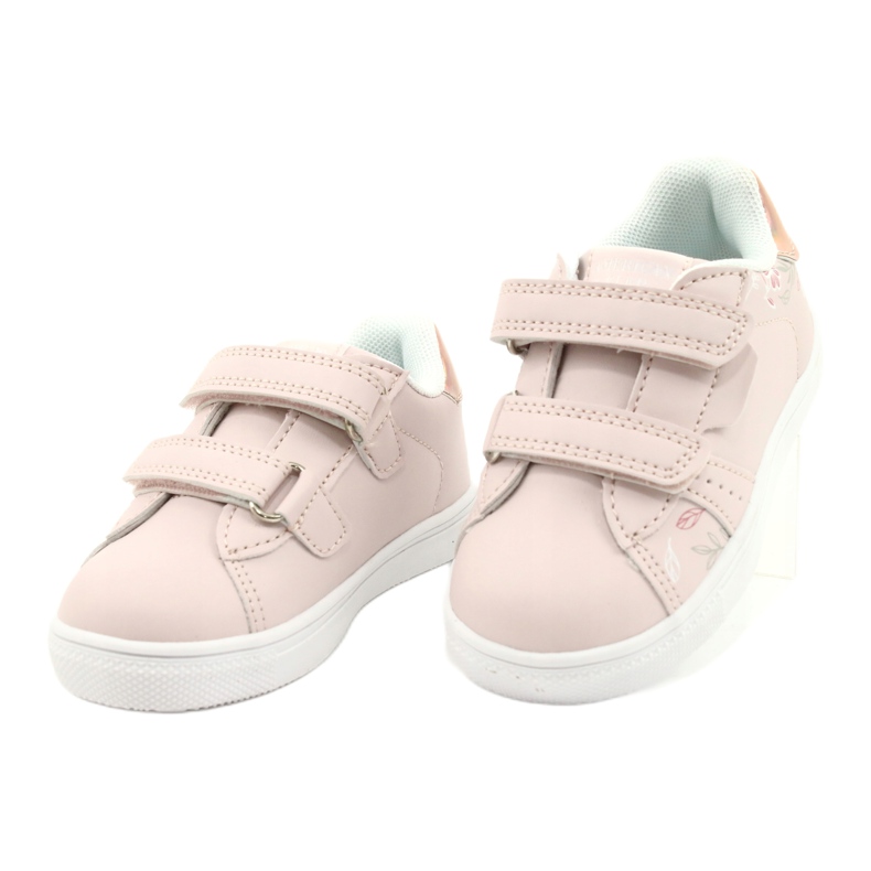 American Club Sapatos de velcro flores ES22 / 21 rosa pó dourado 2