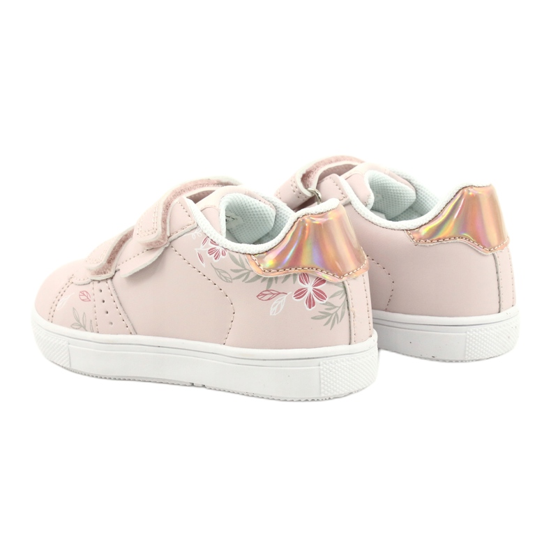 American Club Sapatos de velcro flores ES22 / 21 rosa pó dourado 5