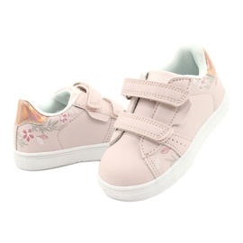 American Club Sapatos de velcro flores ES22 / 21 rosa pó dourado 3