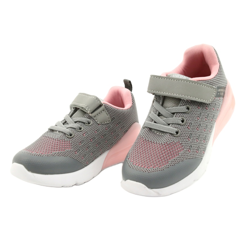 American Club Calçados femininos esportivos com velcro RL12 / 21 cinza rosa 2